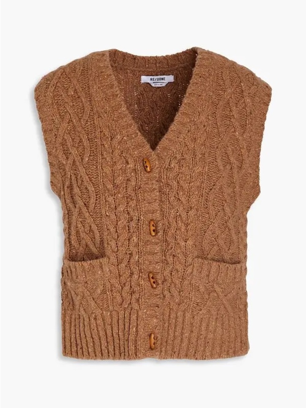 Re/Done 50s Cable Sweater Knit Vest Cardigan Size XS